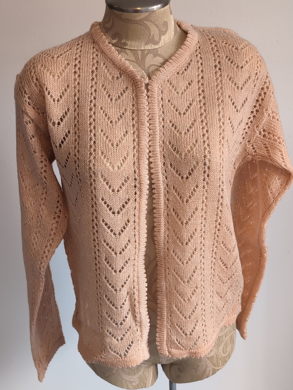 Charisma Peach Open-Knit Cardigan